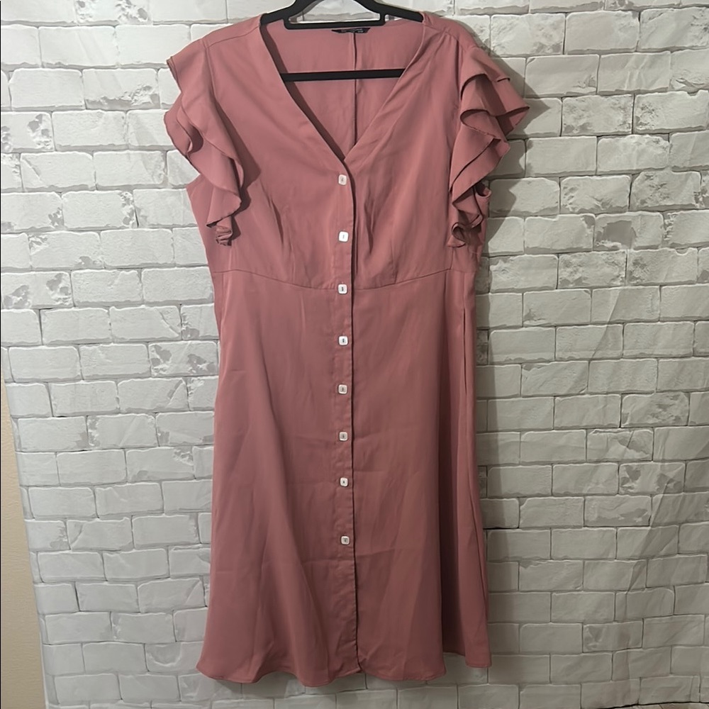 BloomChic Dusty Pink Button-Down Midi Dress Size 12